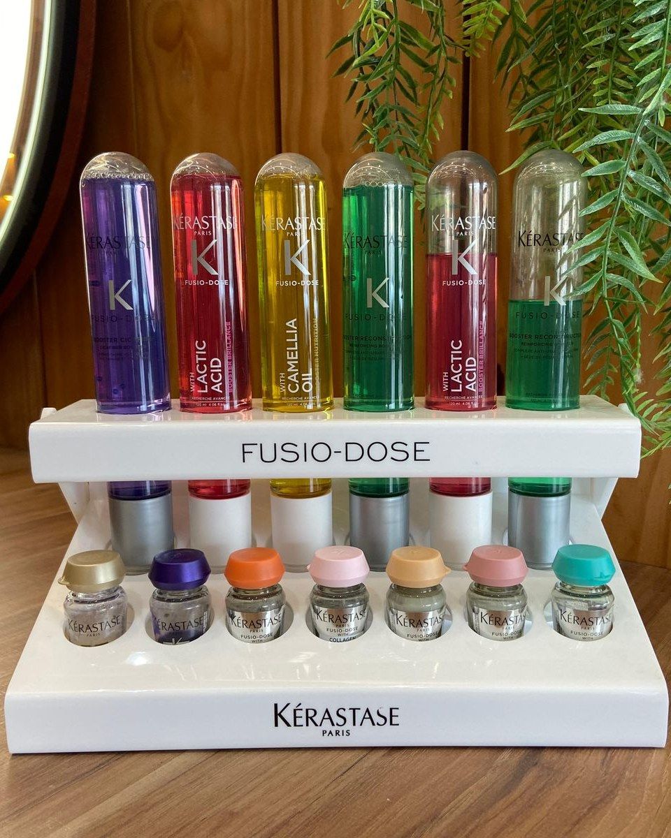 Produtos Fusio-Dose Kérastase usados no diagnóstico capilar no Studio Claudia Pires